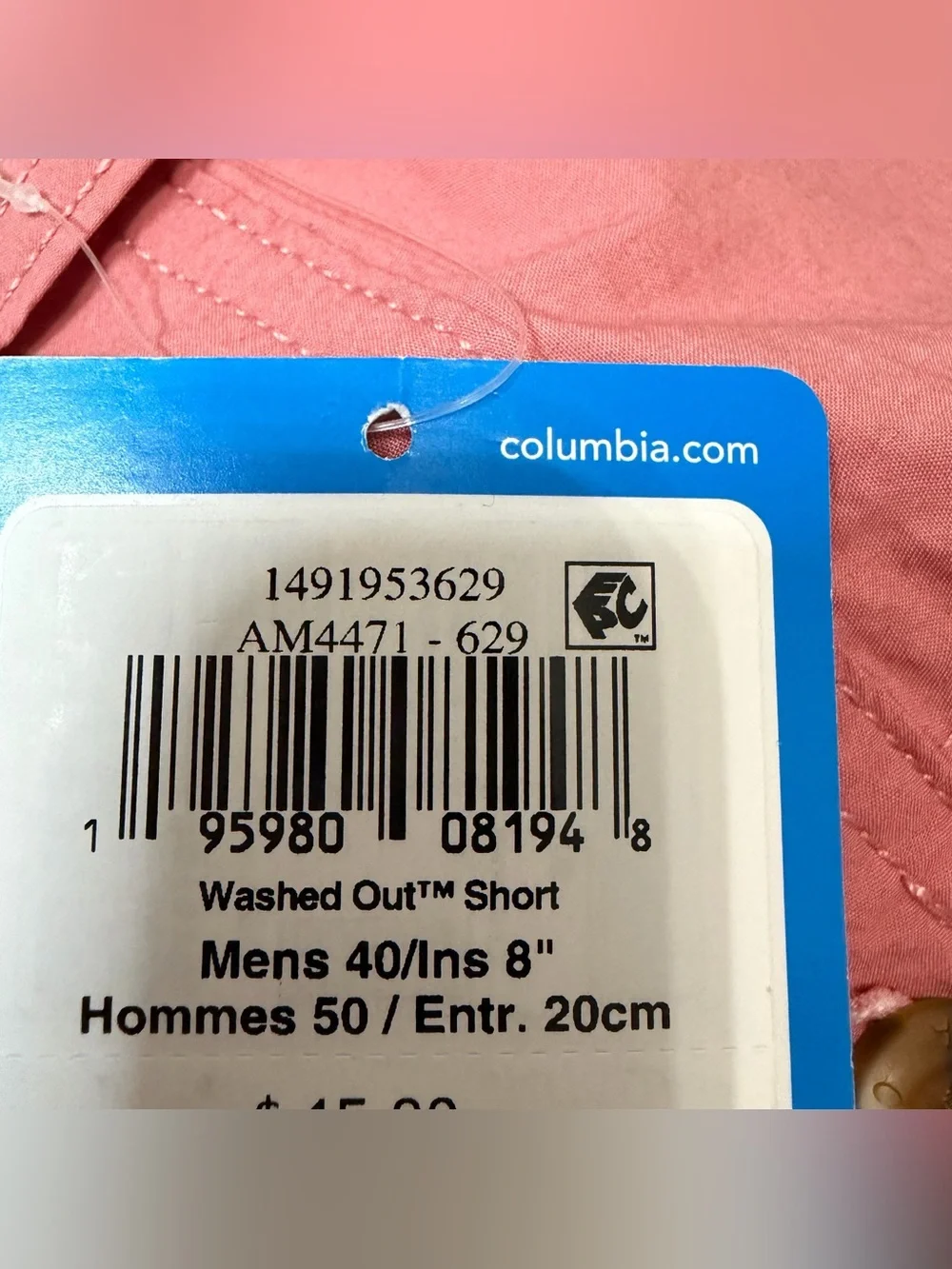 Columbia mens Washed out chino shorts flat shorts size 40 ins8”